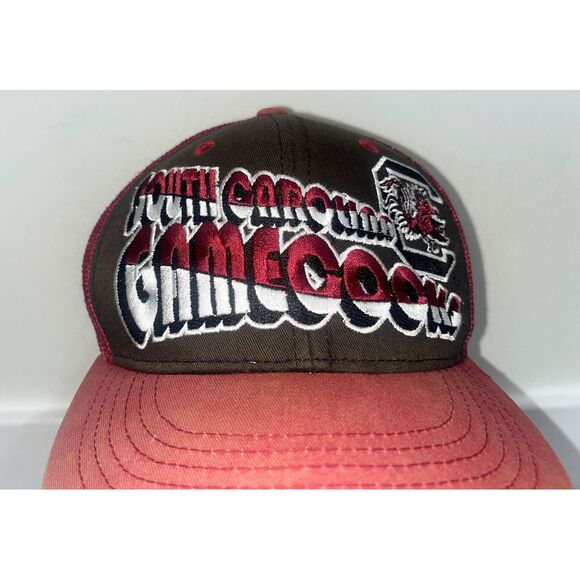 South Carolina Gamecocks Snapback Mesh Trucker Hat Top Of The World White Red - Picture 2 of 7